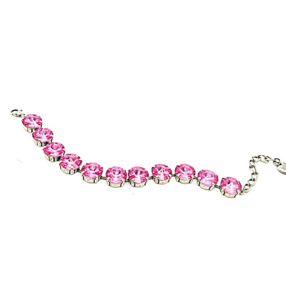 Handmade Pink Crystal Tennis Bracelet | Statement Sparkle | Rare Artisan Piece - Picture 4 of 4